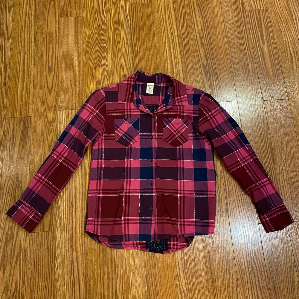 Arizona Jean Company Kids Plaid Shirt - Burgundy and Navy